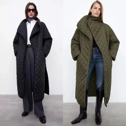 Totem* Winter New women coat Diamond checkered loose silhouette medium length cotton jacket Fashion classics