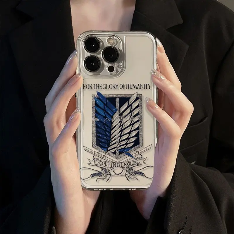 Hot Anime Attack on Titan Phone Case For iPhone 16 15 14 13 12 11 Mini Pro Max X XR XSMax 6S 6 7 8 Plus SE20 Transparent Cover