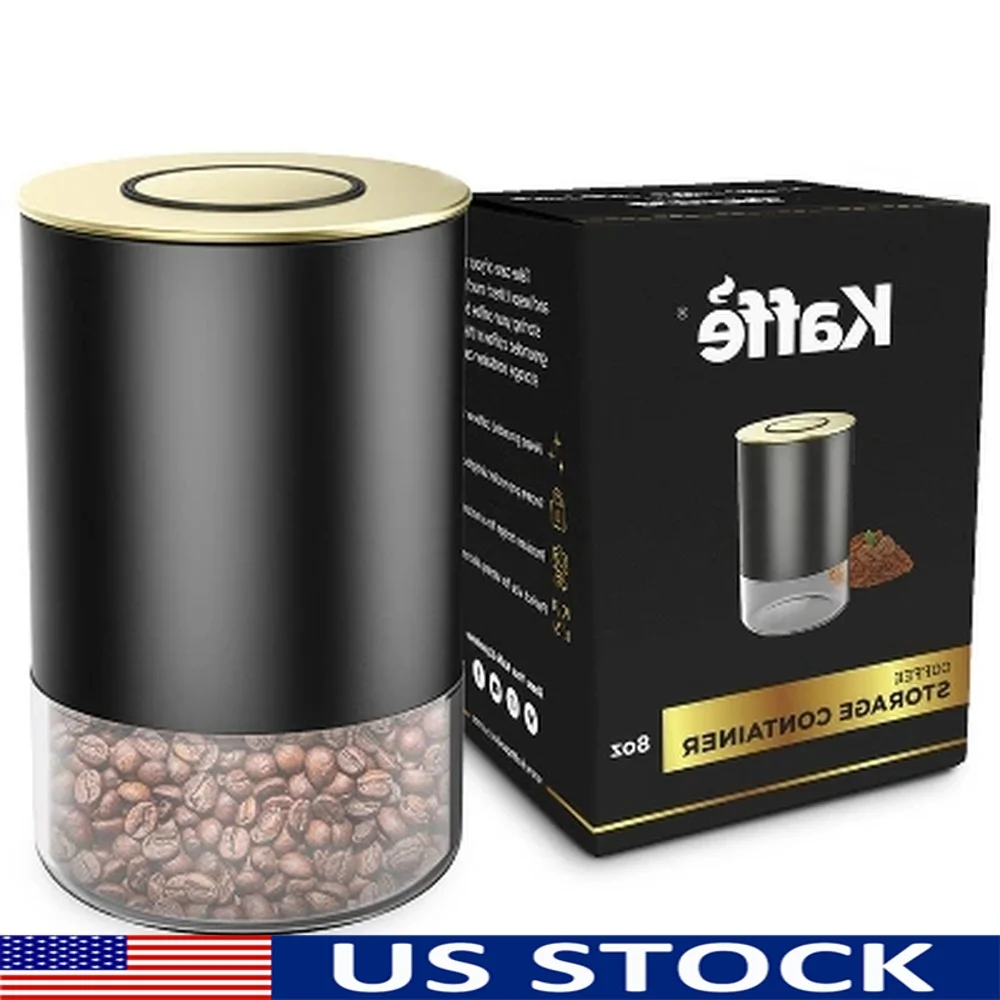 

8oz Airtight Round Glass Coffee Canister BPA-Free Stainless Steel Food Storage Container Beans Spices Pasta Cereal