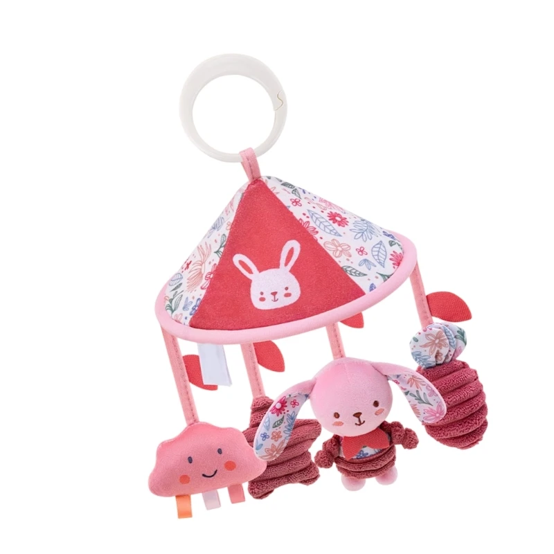 Carrinho pelúcia animal pendurado chocalho cama sino adorável animal mordedor brinquedo para o bebê 15ub