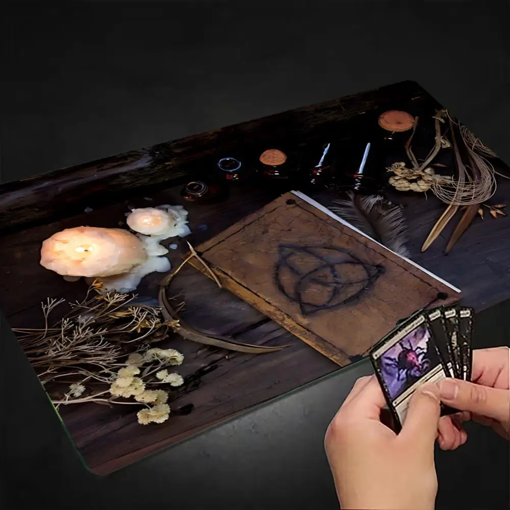 Large Desk Mat, Retro Occult  Art Print Mousepad, Non‑Slip Waterproof Keyboard Mat for Card Play Game Home Office Table Decor