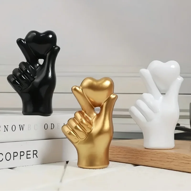 

Heart Gesture Resin Craft Home Decoration Desktop Ornament For Wedding Mother's Day Bookshelf Cafe Desk Romantic Creative Gifts