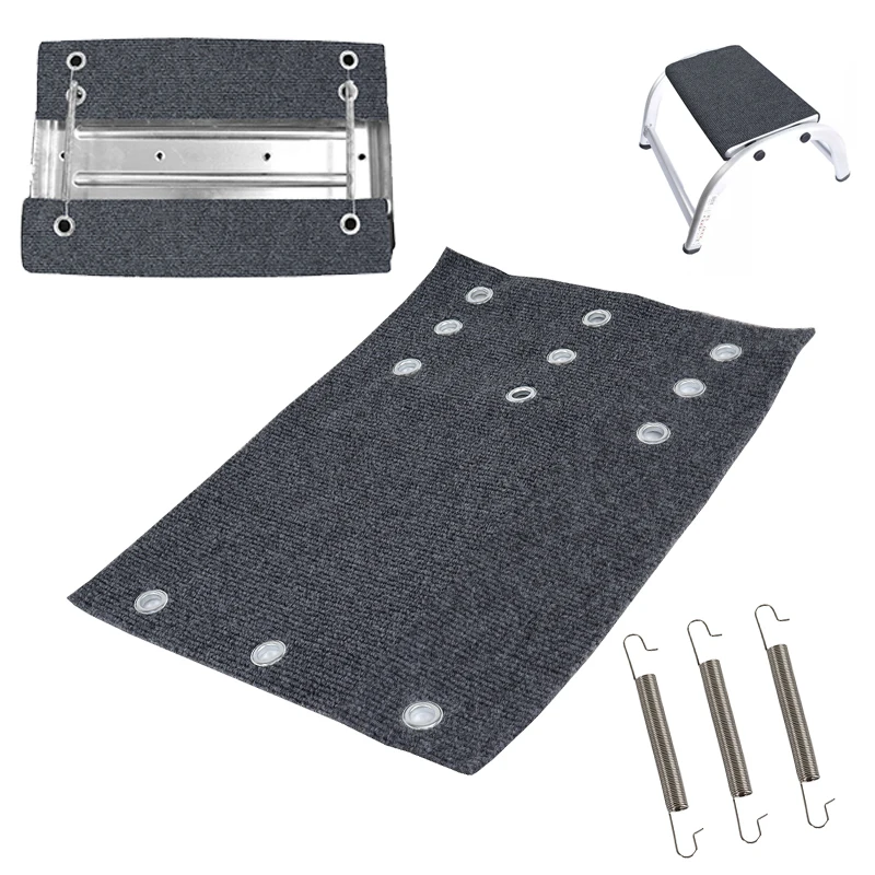 

1 Set RV Step Non Slip Mat With Stainless Steel Fixed Spring For Caravan Motorhome Steps Haba Easy Fit Clean RV Accessories