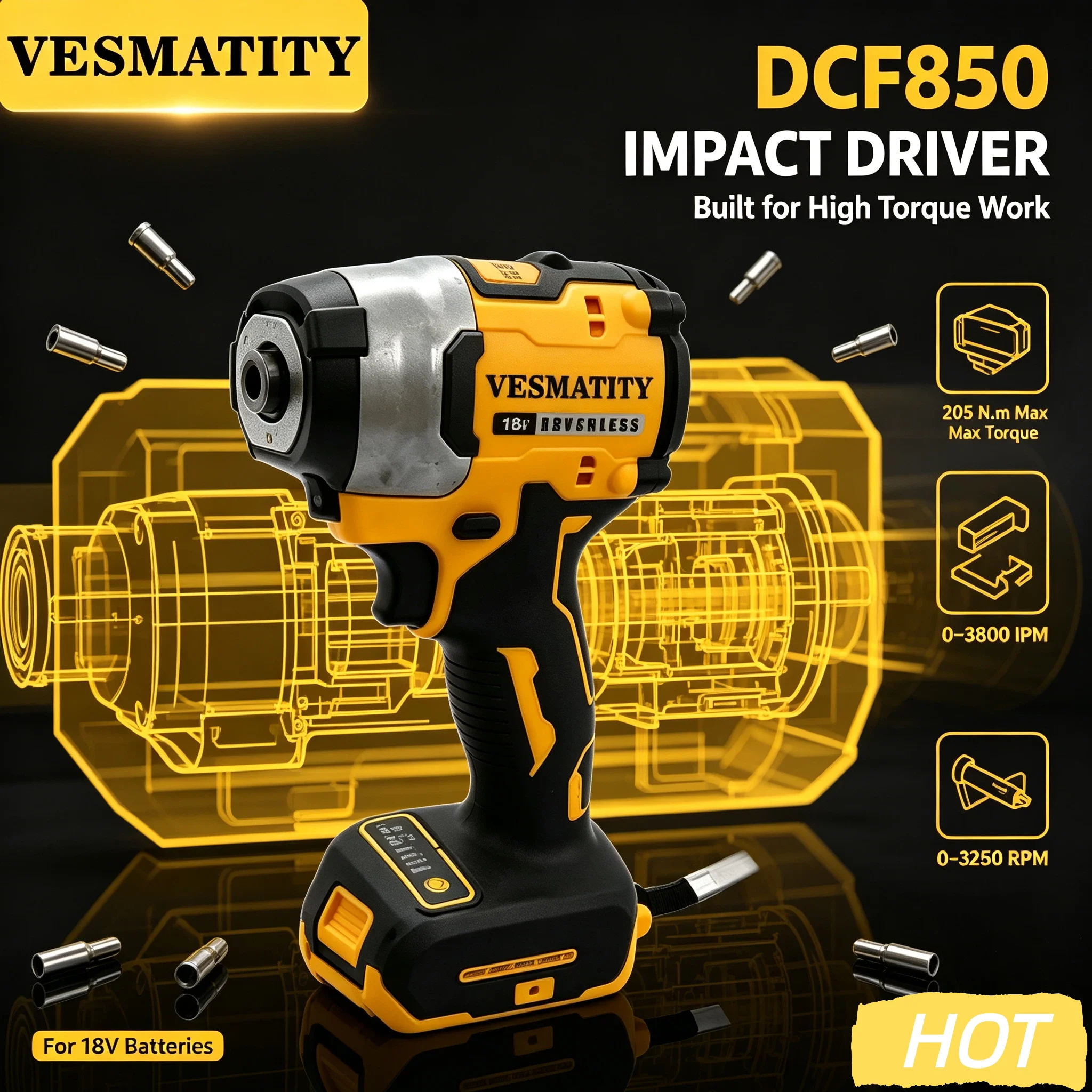 Vesmatity DCF850 Brushless Electric Spray Gun Lightweight Paint Sprayer Uniform for Home DIY Project 18V Battery Max Pro