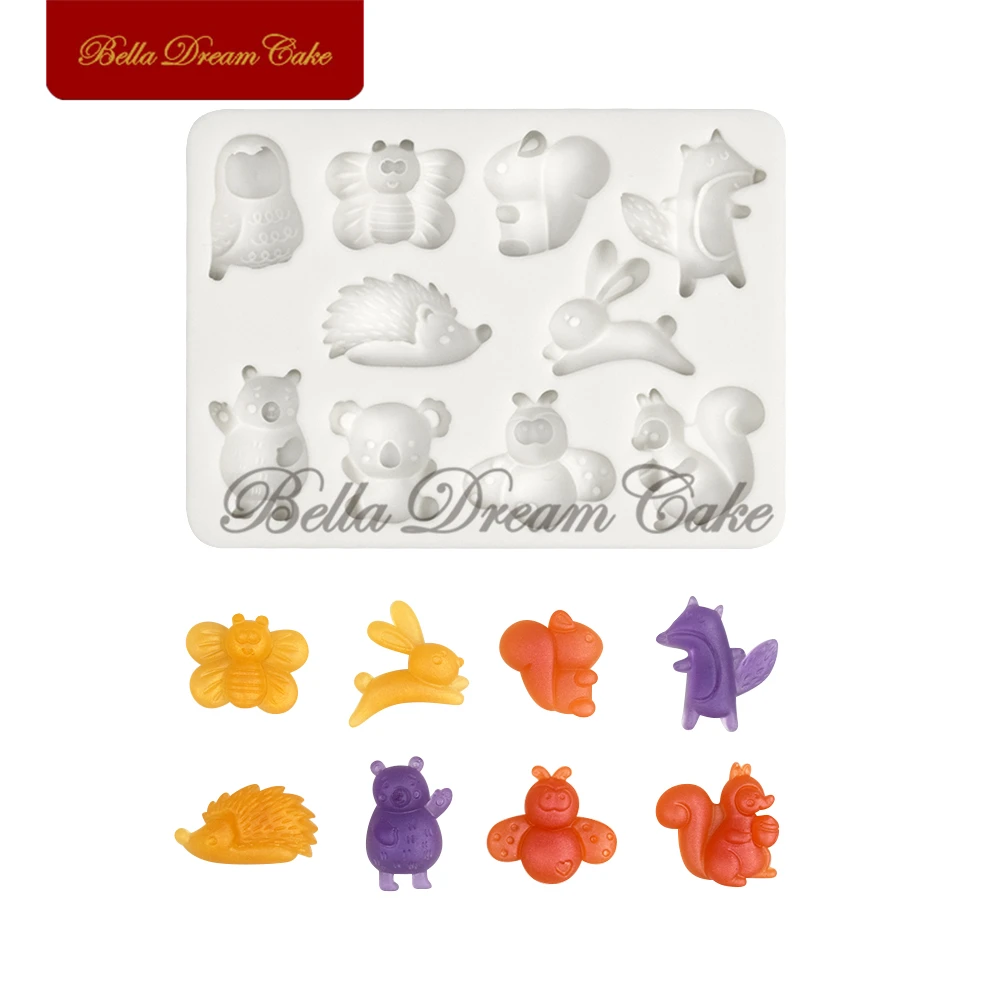 3D Mini Cartoon Rabbit/Bear/Squirrel Silicone Mold Chocolate Fondant Cupcake Mould DIY Clay Model Cake Decoating Tools Bakeware