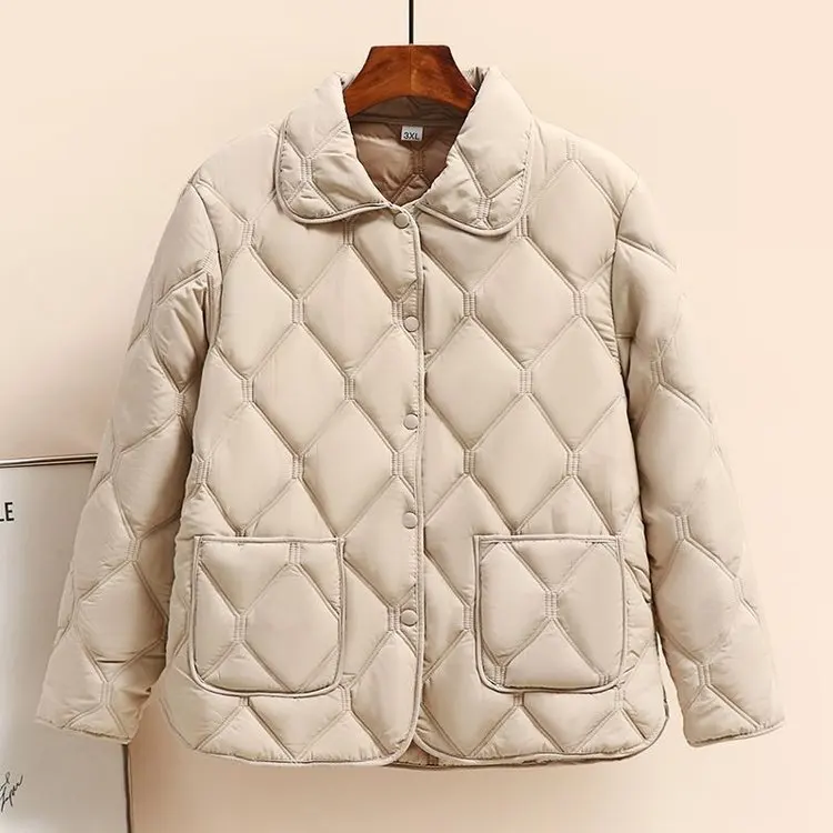 

Lightweight down Cotton for Middle-Aged And ly Women Casual Flip Collar Oversize Cotton Coat Autumn Winter Wear