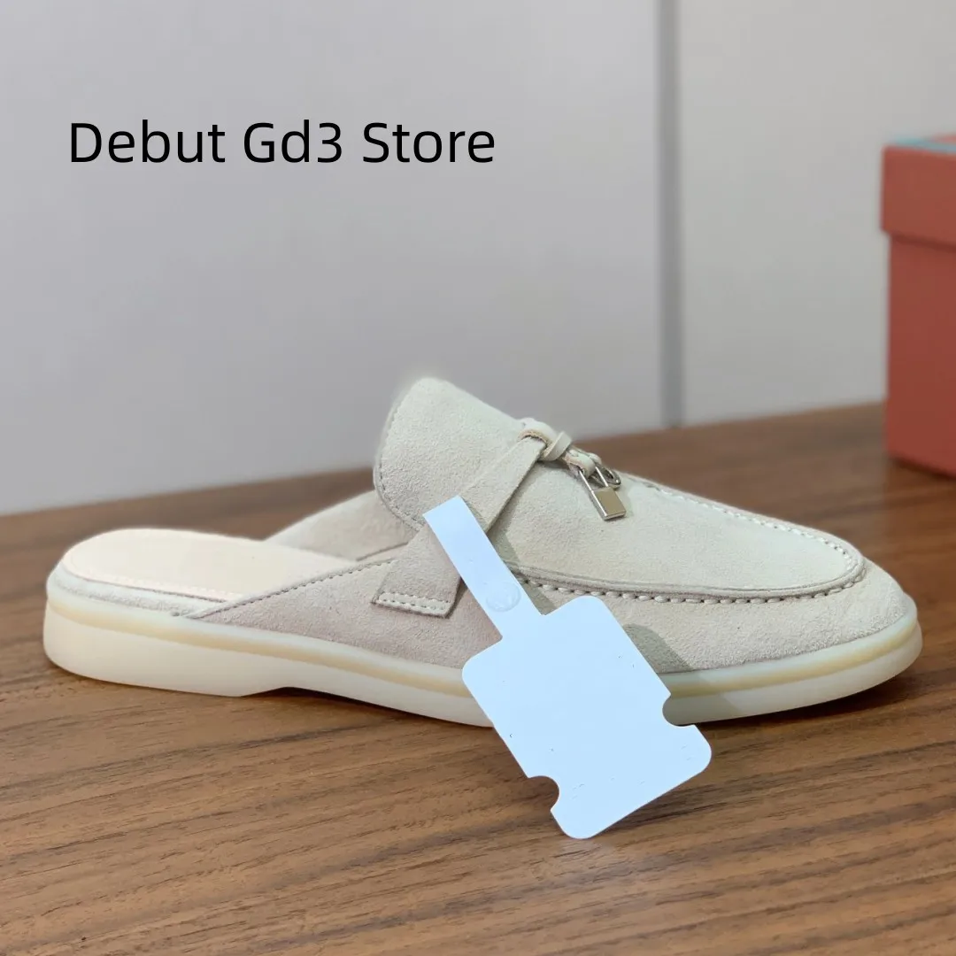 Top Quality 2024 New Lefu Shoes Italian Quality Flat Shoes Classic Versatile Baotou Slippers Retro Casual Flat Half Slippers