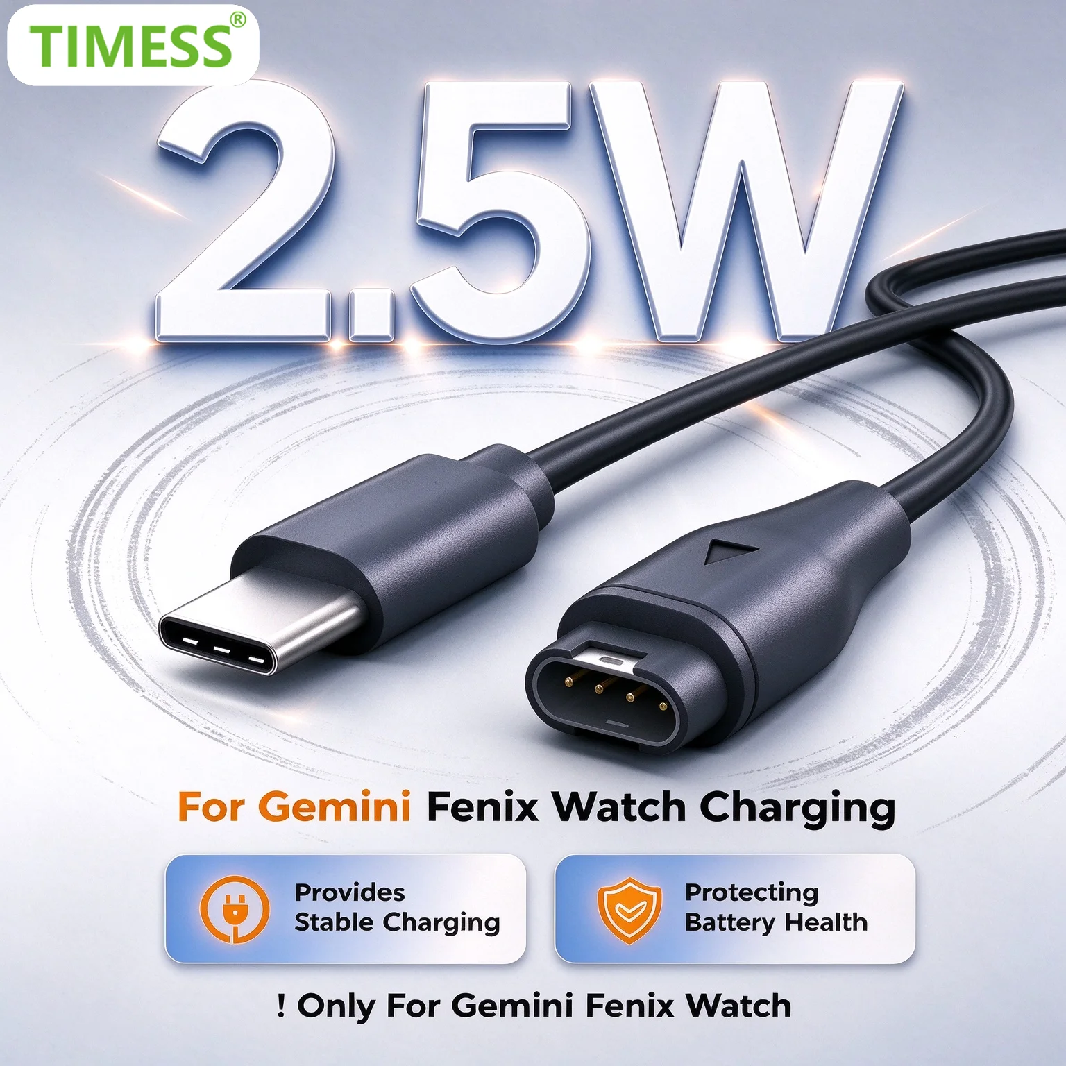 TIMESS USB/Type-C Watch Charger Magnetic Charging Cable for Garmin Fenix 7/6/5 X S Instinct 2S Venu 2 Plus EPIX forerunner 965
