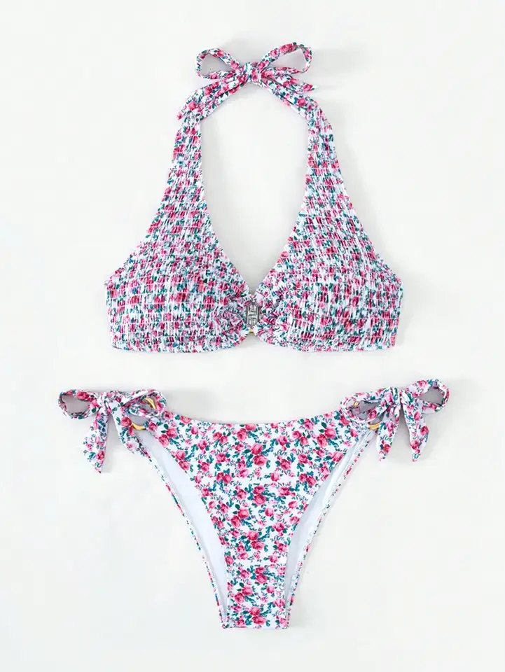 

Floral bikini is small and fresh split slim swimsuit summer design youthful and bright