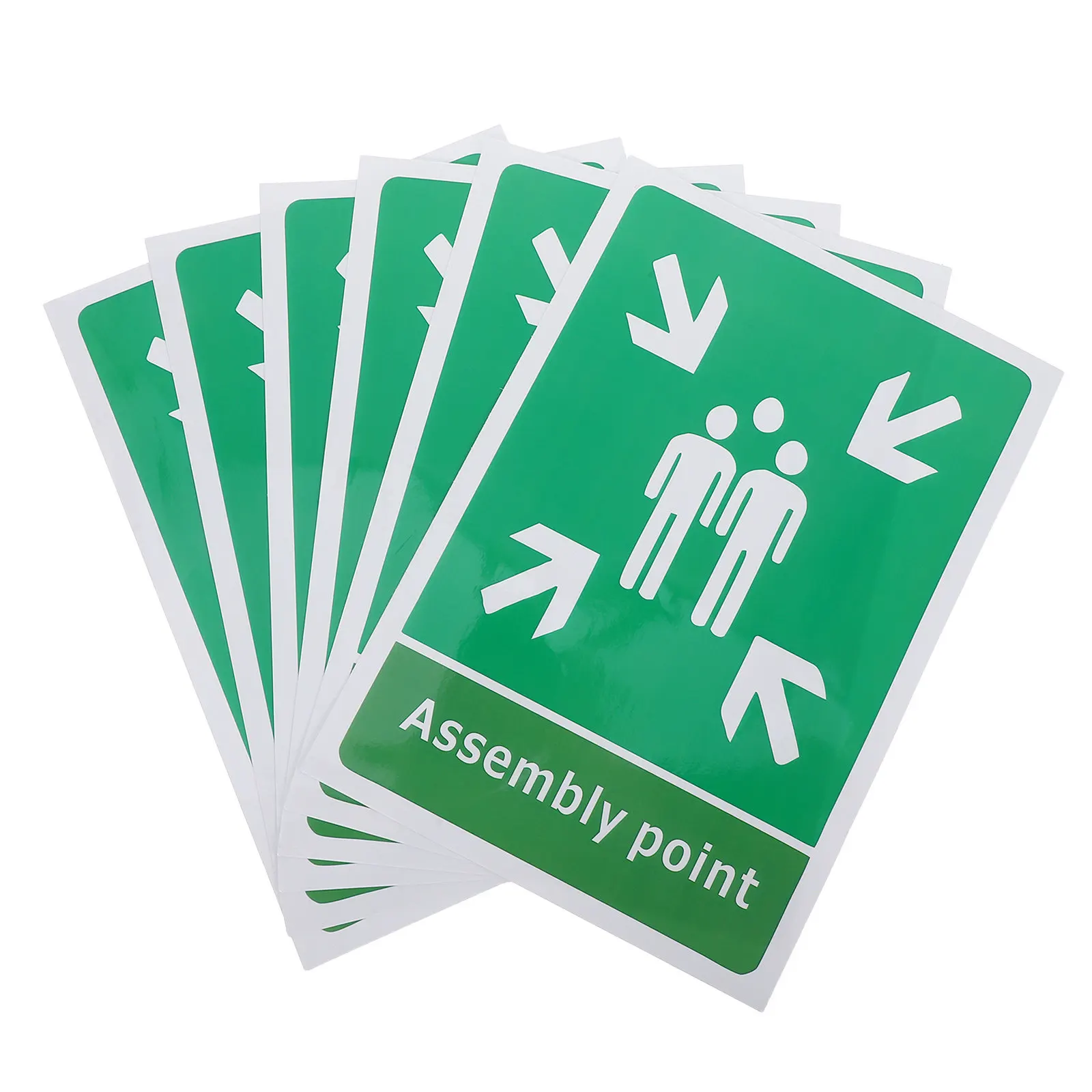 5Pcs Emergency Assembly Point Sign High Visibility PVC Self Adhesive Safety Sticker for Schools Offices Malls Parks