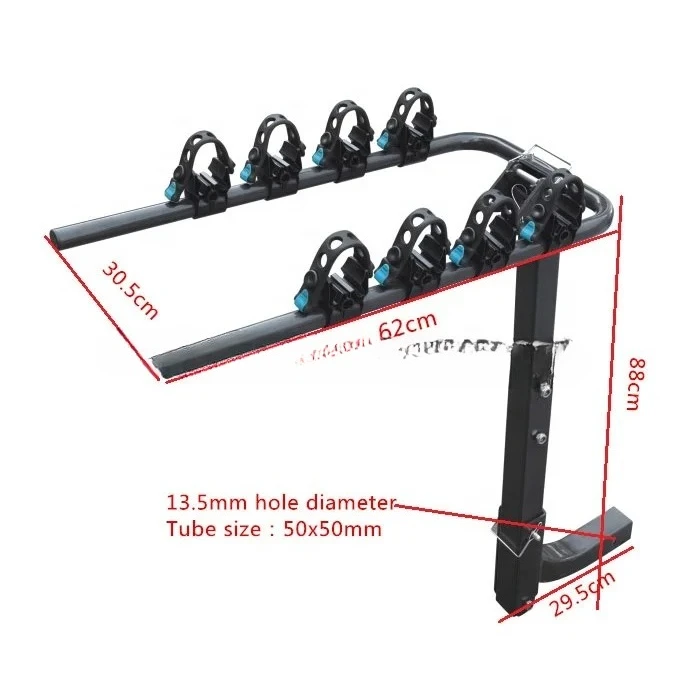 Car Bicycle Bracket Mount Car Other Exterior Accessory Rack Folding Vertical 4 Bicycle Hook Rear Rack with 2 Receiver