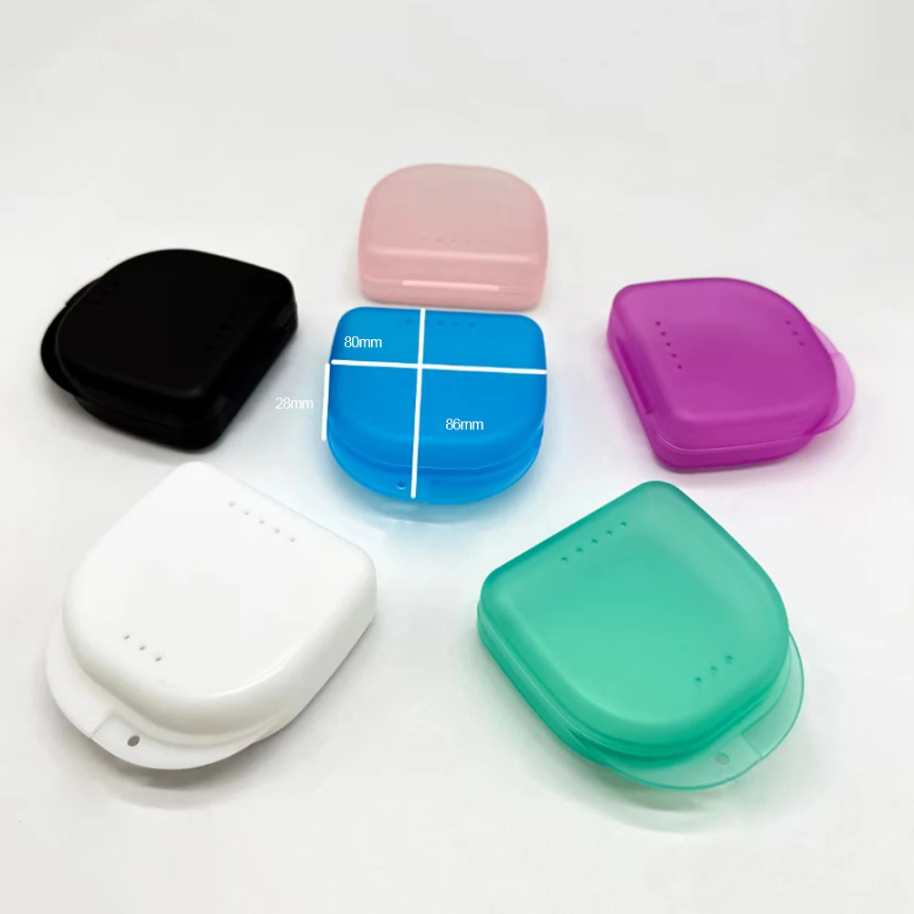 50pcs Sanded Texture Denture Plastic Box False Teeth Dental Container Orthodontic Retainer Protective Case with Ventilation Hole