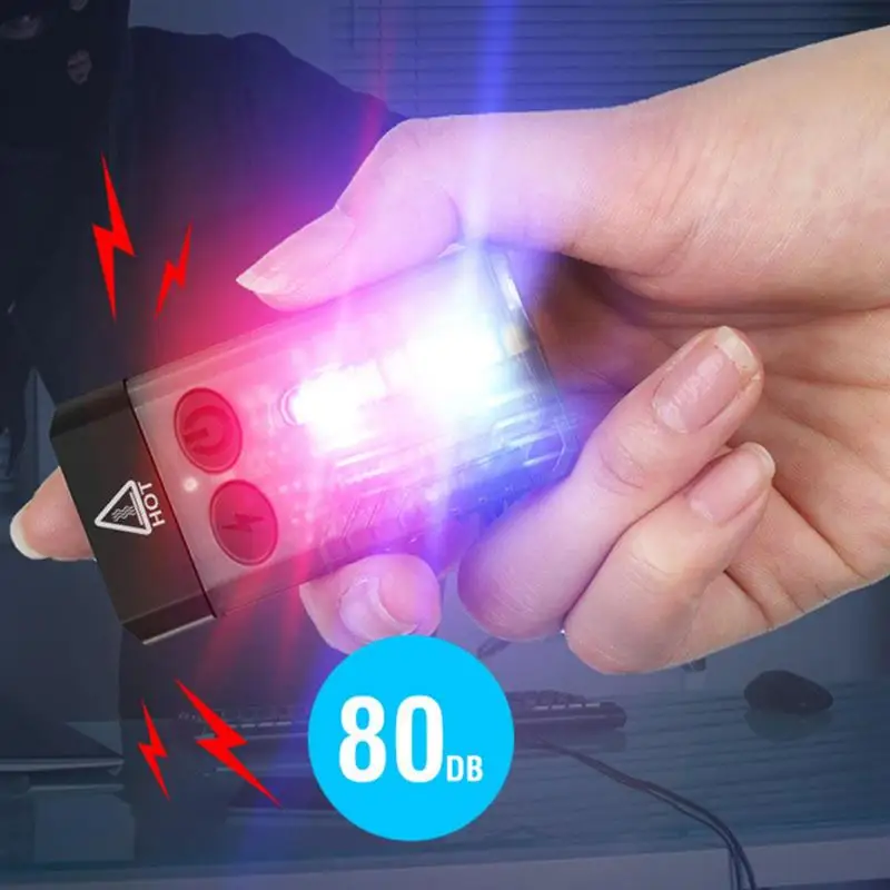 Small Bright Flashlight 1000Lm Beeping Sound Outdoor Light Keyring Torch Multifunctional Ultra Bright Waterproof Handheld Pocket