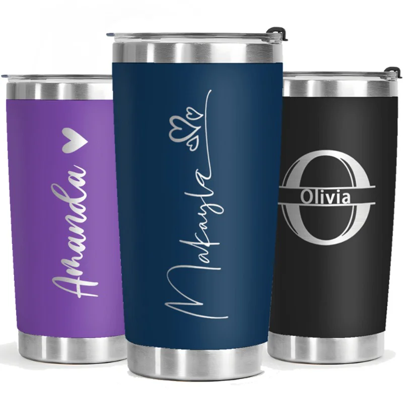 20oz Customized Dual Wall Stainless Steel Coffee Cup with Lid Rustproof Keeps Drinks Hot Cold Holiday Gift for Friends & Family