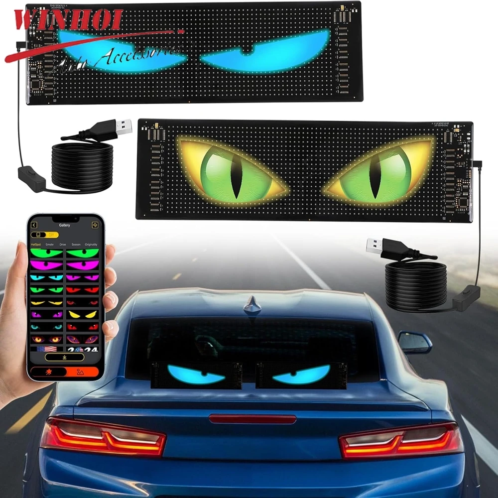 Car RGB Led Windshield Panel Led Eyes Display Digital Auto Digital Eyes Devil Eyes Flexible Screen  for SUV Truck App Control