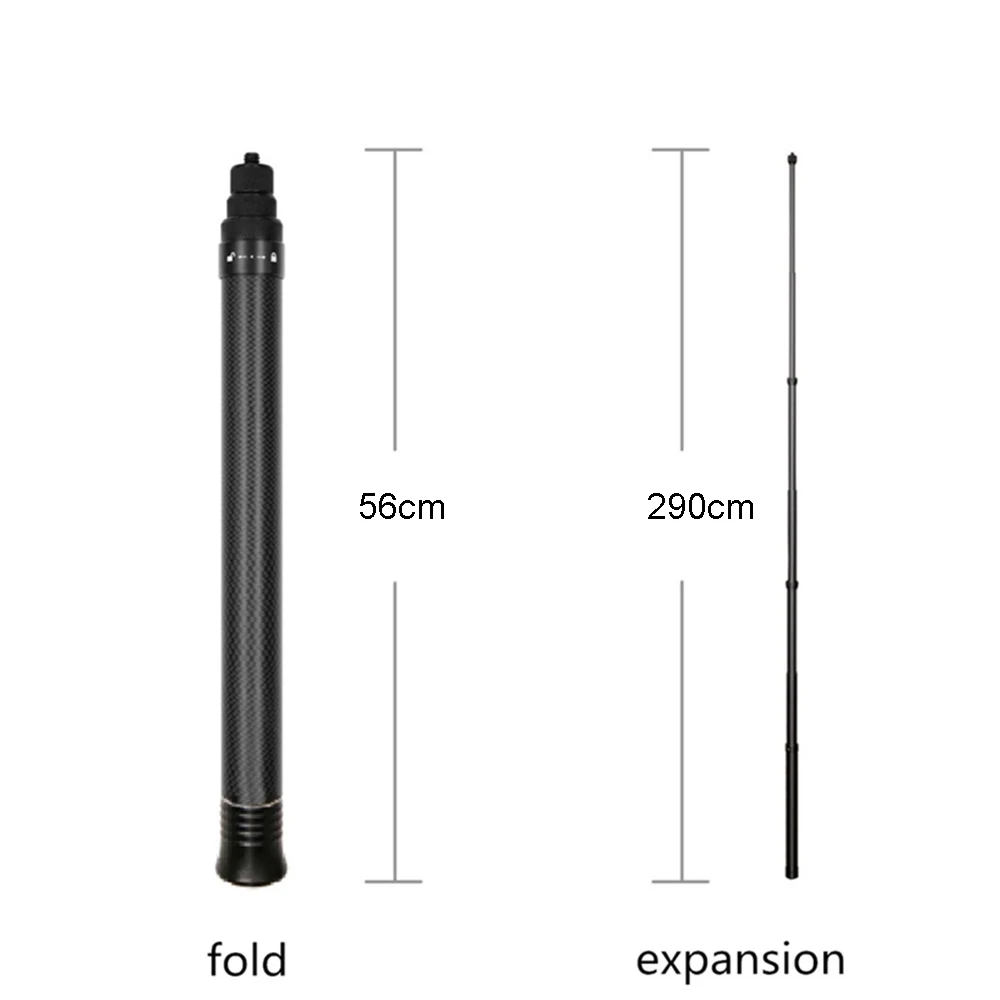 2.9M Sợi Carbon Gậy Chụp Hình Selfie Stick Cho Insta360 1X3 Camera Thể Thao Siêu Dài Gậy Chụp Hình Selfie Stick Tripod Phụ Kiện