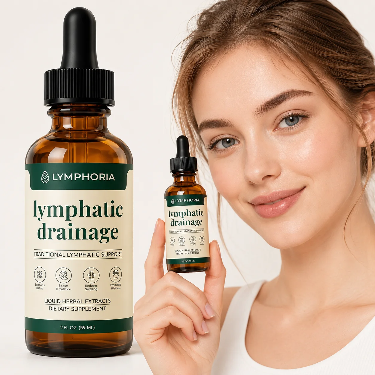 Lymphatic Support Drops Natural Herbal Extract Gentle Liquid Formula Circulation Care Swelling Discomfort Relief for Adults