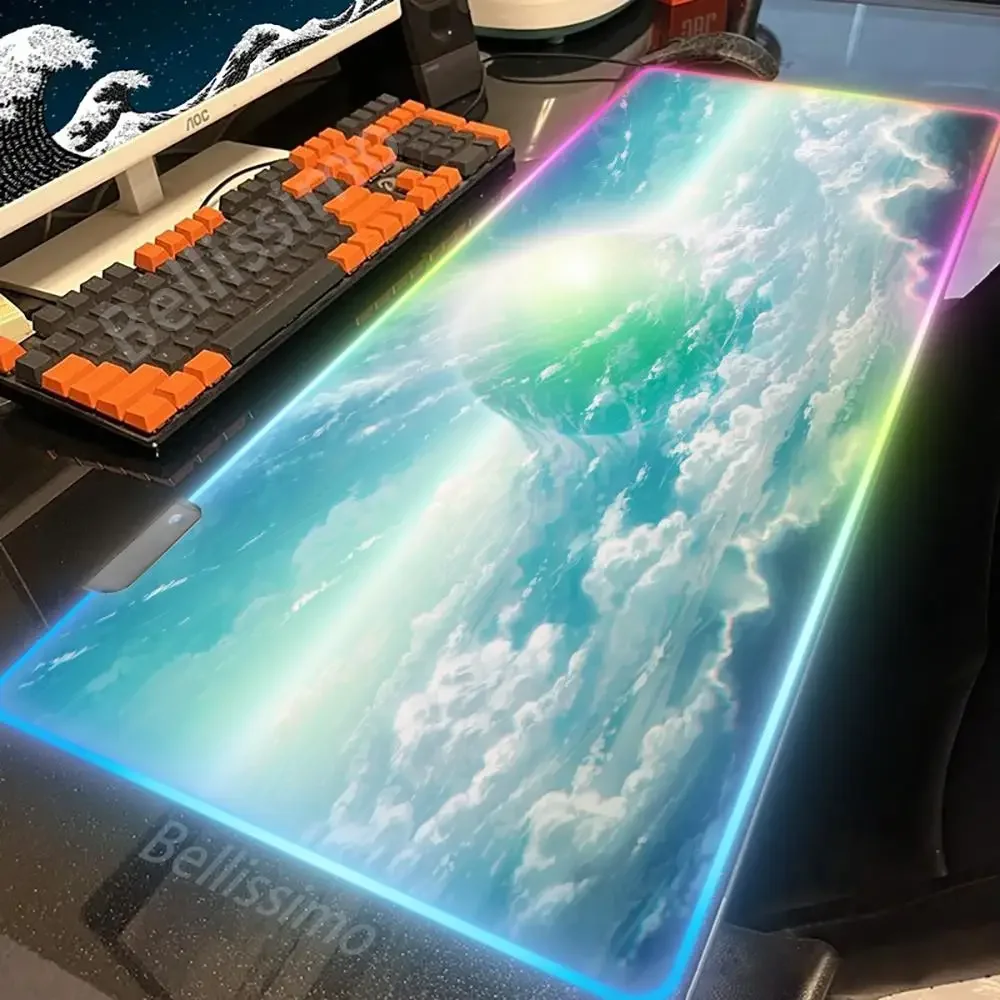 RGB durable Gamer Mousepad Sky Clouds Mouse Pad Large Mouse Mat Anime Natural Rubber Deskpad For Laptop Desk Mats Art Mousepads