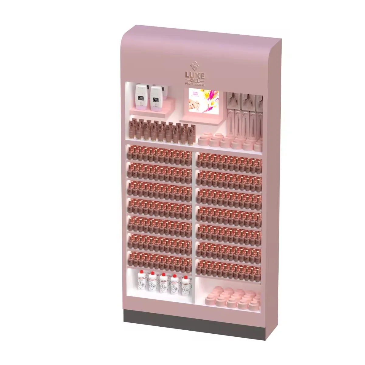 

Девучий дизайн Маникюрный магазин Производство мебели Полка для демонстрации лака для ногтей для маникюрного салона красоты