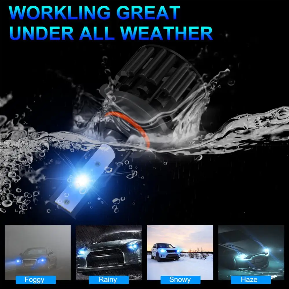 2pcs 100W 8000K Ice Blue LED Fog Light Bulbs Car Headlight H4 H7 H8 H9 H11 9006 HB4 9005 HB3 Auto DRL Car Daytime Running Light