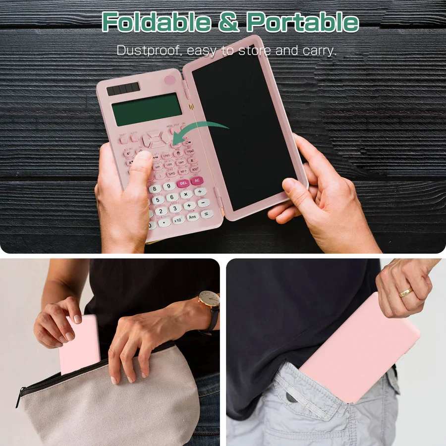 Foldable Scientific Calculator 10-Digit Digital Large Display with an Erasable Writing Tablet Digital Drawing Pad Math NEWYES