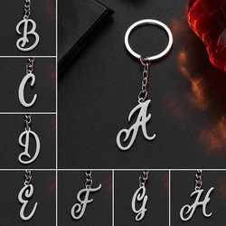 Stainless Steel A-Z Initial Letter Keychain Keyring for Lovers Old English Jewelry Alphabet Pendant Car Key Ring Bag Accessories