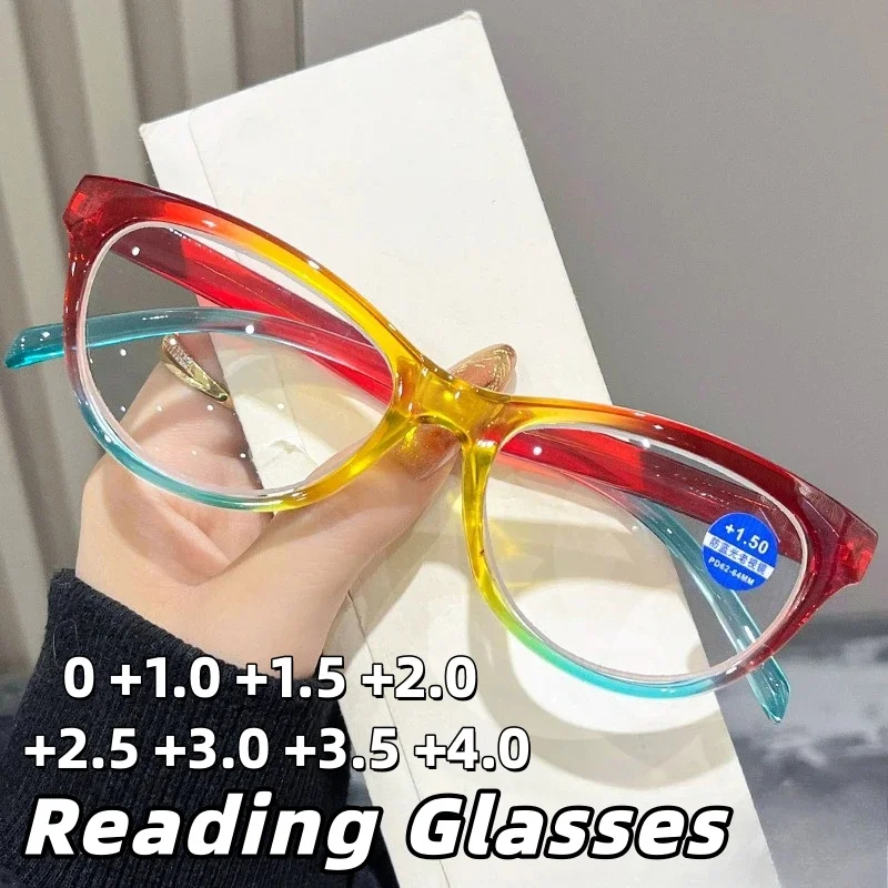 

New Stylish Cat-Eye Anti-Blue Light Reading Glasses Unisex High Definition Ultra-Light Presbyopia Eyewear Diopter 0 To +4.0