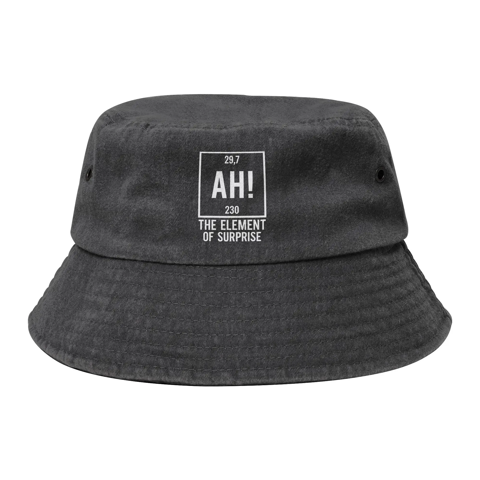 Ah! The Element of Surprise Bucket Hats Packable  Distressed Denim Fisherman Hat Hot Summer Beach Getaway Headwear Panama Hat
