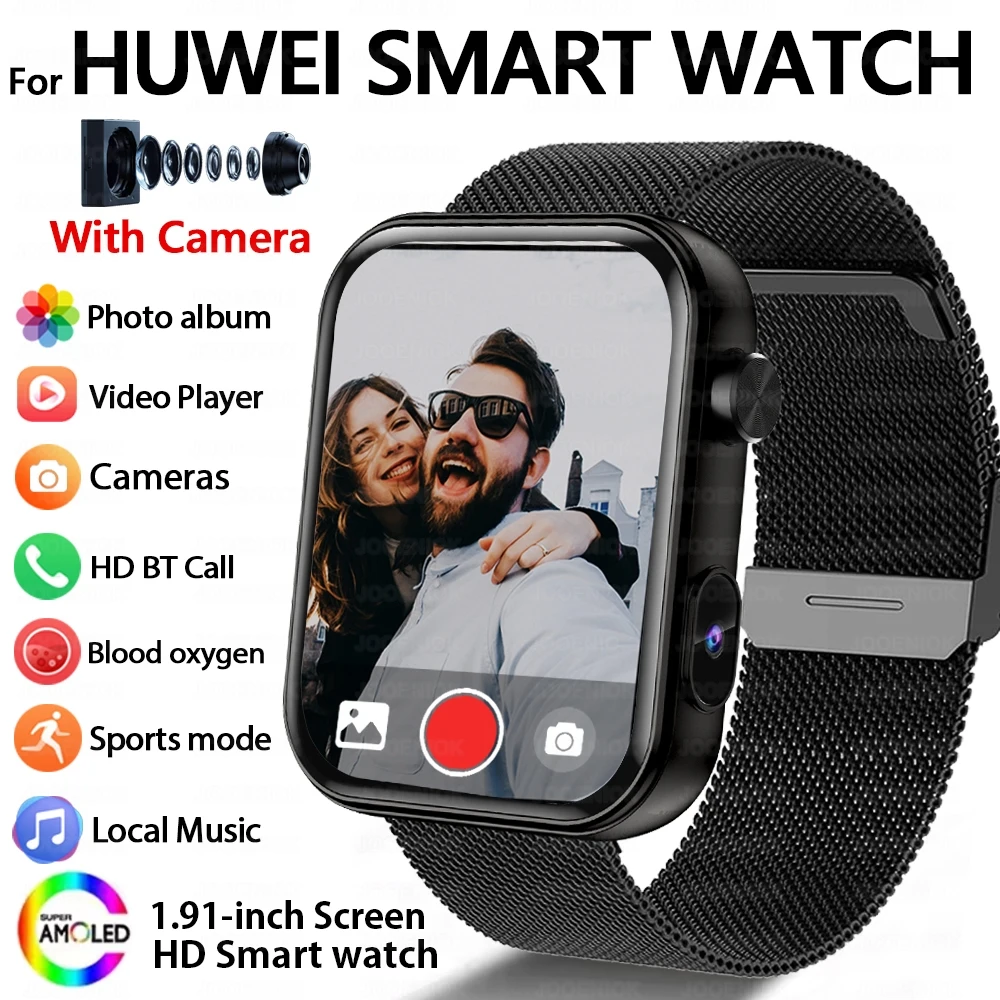 2025 ساعة ذكية جديدة للرجال والنساء كاميرا التقاط الصور سجل الفيديو مراقبة الصحة الرياضة اللياقة البدنية مقاوم للماء BT دعوة Smartwatch