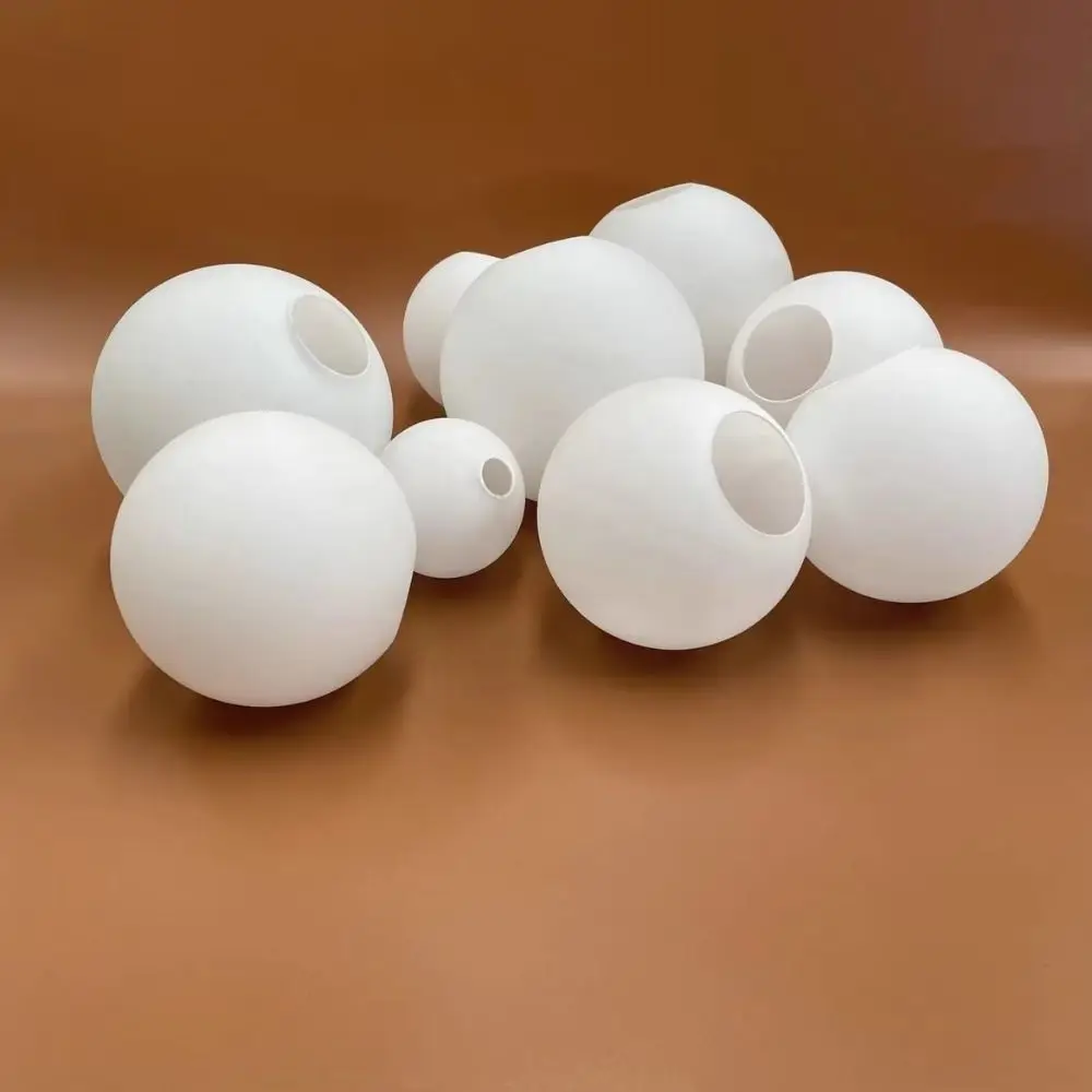 White Glass Glass Lamp Shade Matte White Milky Glass Globe Lamp Shade Thread Metal Round Shape Lighting Accessory