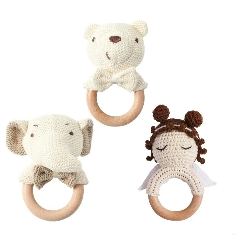 

C5AA Travel Friendly Crochet Animal Rattle Baby Knitted Toy Promotes Growth for Newborns and Teething Infants