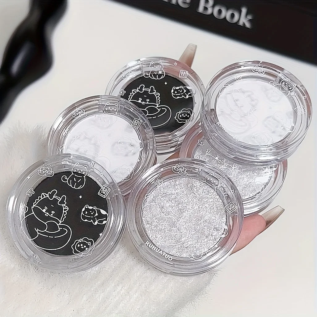Shimmery Monochrome Eyeshadow With Fine Glitter, Shining Naturally, Waterproof And Long-lasting,White Black Eyeshadow view 4