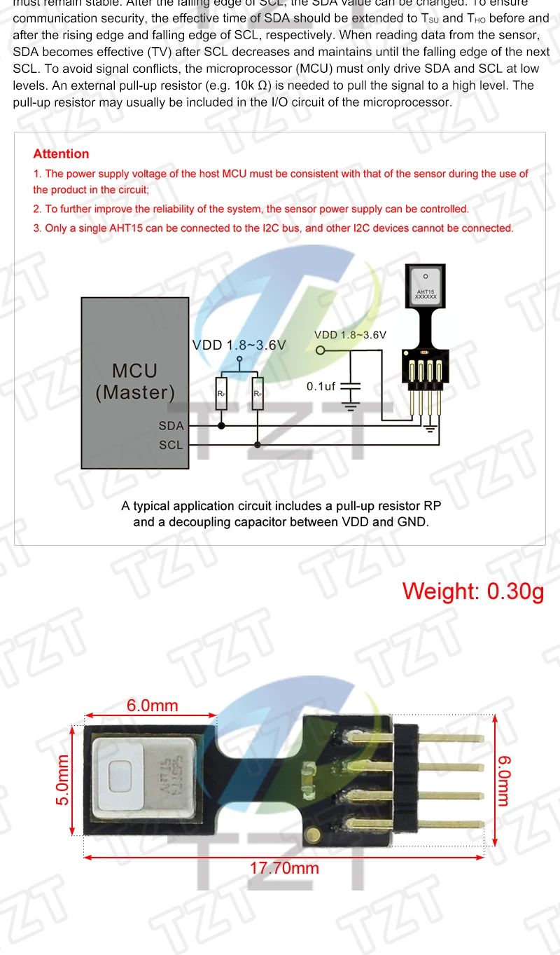 AHT10 AHT15 AHT20 AHT21B AHT25 AHT30 Hochpräzises digitales Temperatur- und Feuchtigkeitssensor-Messmodul mit I2C-Kommunikation – Detail 13