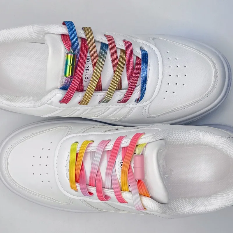 Bunte, Modische, Elastische Schnürsenkel mit Perlenschnalle, Leichte, Dehnbare Sneaker-Schnürsenkel für Kinder und Erwachsene, Breit, Bequem, Langlebig – Detail 4