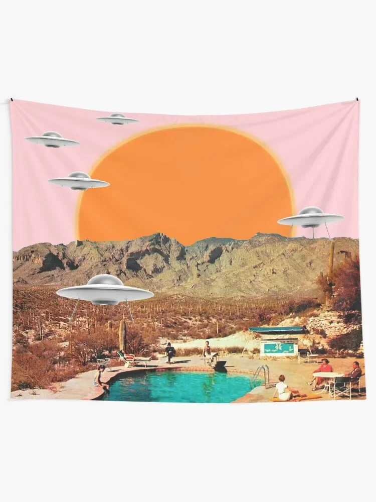 They've arrived! UFOs landing in the desert Tapestry Decoration Pictures Room Wall Bedroom Decor Aesthetic Tapestry