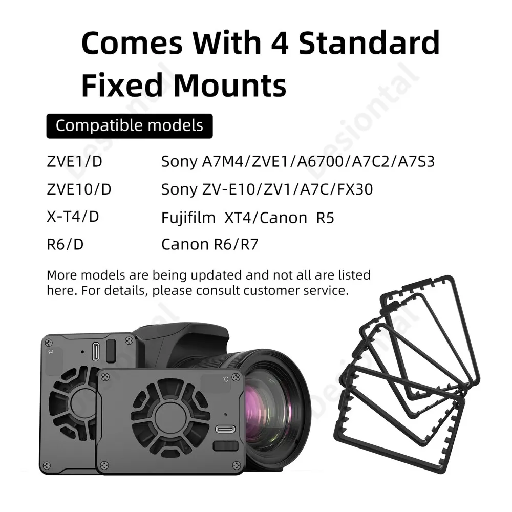 Camera Cooling Fan All Metal Shell Coller AI Contral Temp for SONY A7M4/ZVE1/A6700/A7C2/ZV-E10/ZV1/A7C Canon R5/R6/R7 Fuji XT4