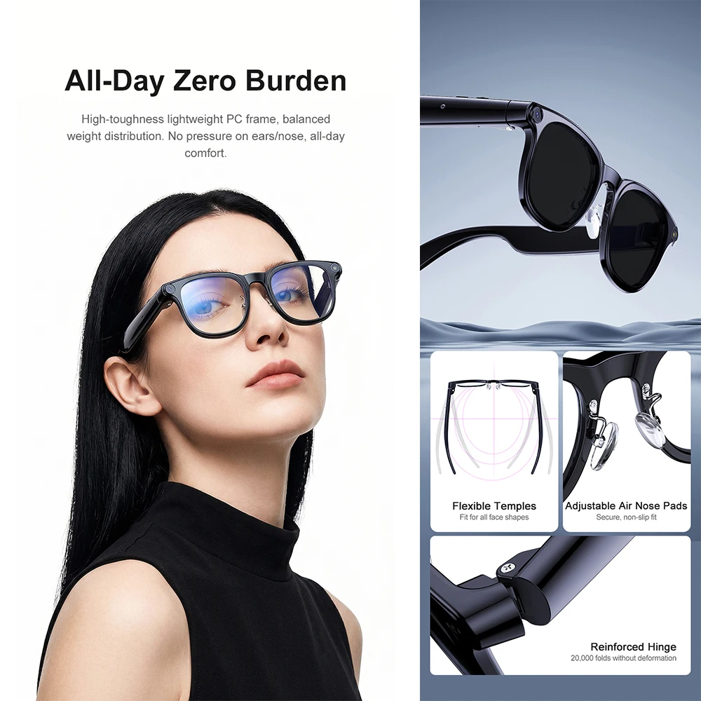 A2C Smart Audio Glasses With 8MP Camera 1200P Video Recording AI Voice Assistant Bluetooth Call Wireless Sports Smart Eyeglasses