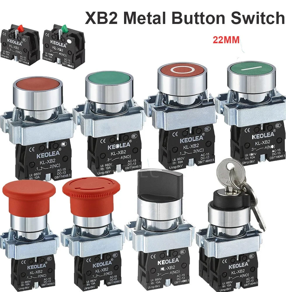 

1Pcs Button Switch Self Reset Small Mushroom Head Emergency Stop 22mm Knob Key Start Inching Power on XB2-BG21 XB2-BA21 XB2-BS54