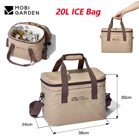 MOBI GARDEN 20L 얼음 냉각기 가방 초경량 열 점심 가방 야외 피크닉 비치 음료 맥주 여행 식품 보관 가방 PVC