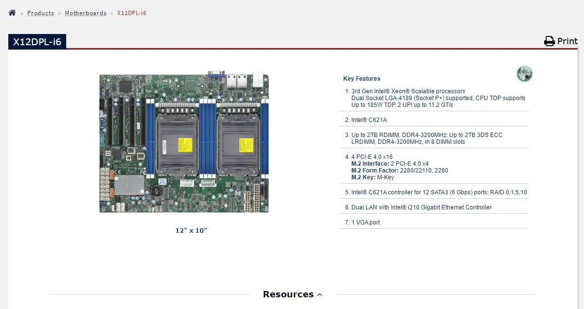 X12DPL-i6 for Supermicro Motherboard LGA-4189 Xeon Scalable Processors PCI-E 4.0 SATA3 (6 Gbps) Dual LAN With Intel i210