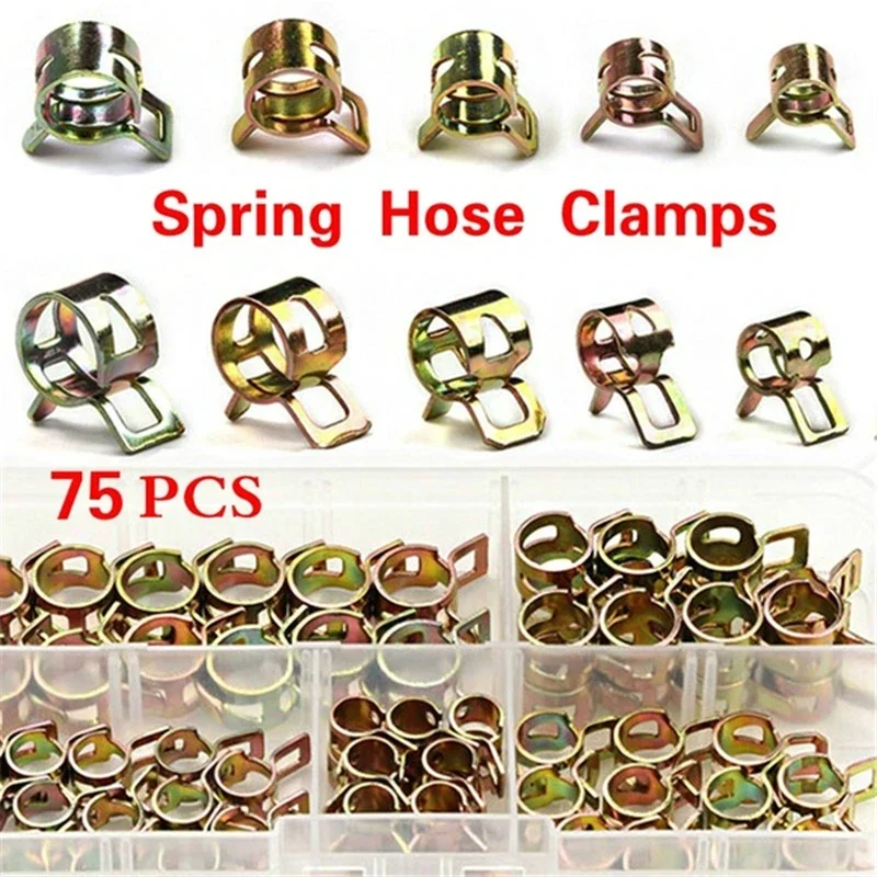 75 sztuk 6mm/7mm/8mm/9mm/10mm do wyboru zacisk sprężyny paliwowej próżniowy silikonowy zacisk węża Autos zacisk sprężynowy zacisk rury paliwowej olej wodny