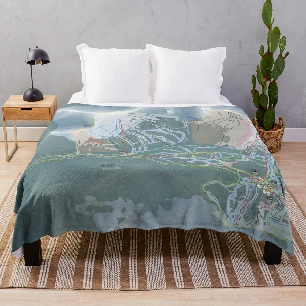 

Banff Sunshine Resort Trail Map Throw Blanket Durable Warm Blanket for Daily Home Use