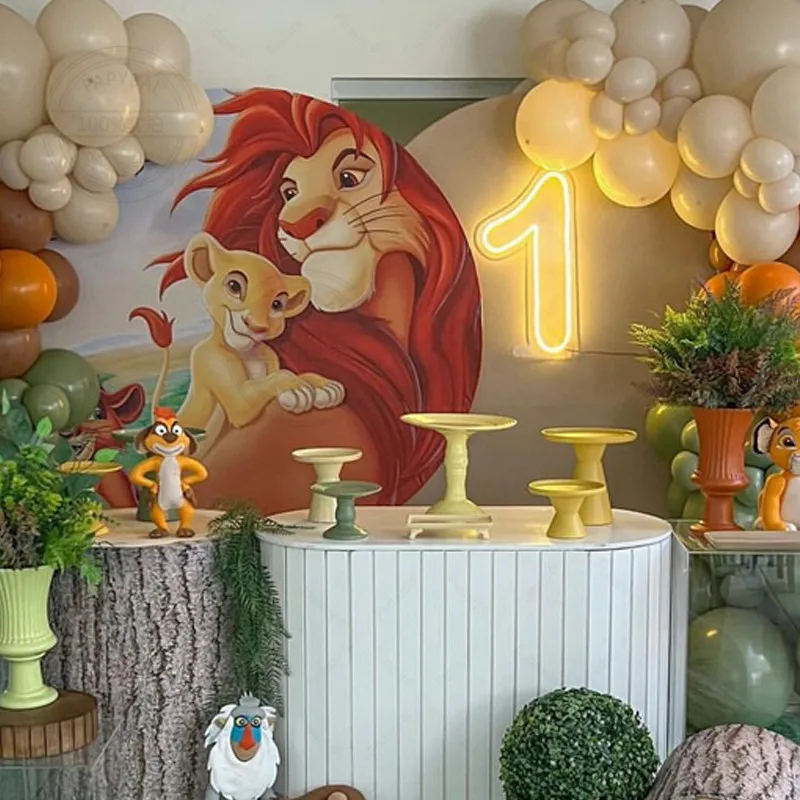 73Pcs Disney Lion King Simba Theme Latex Balloon 32'' Number 1-9th Foil Ball Arch Set Baby Kid Birthday Shower Party Decoration