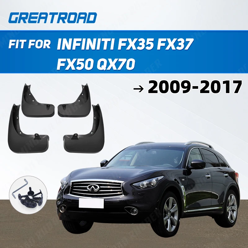 Mudflaps For Infiniti FX35 FX37 FX50 QX70 2009 - 2017 Mud Flaps Splash Guards Mudguards Front Rear 2011 2012 2012 2014 2015 201