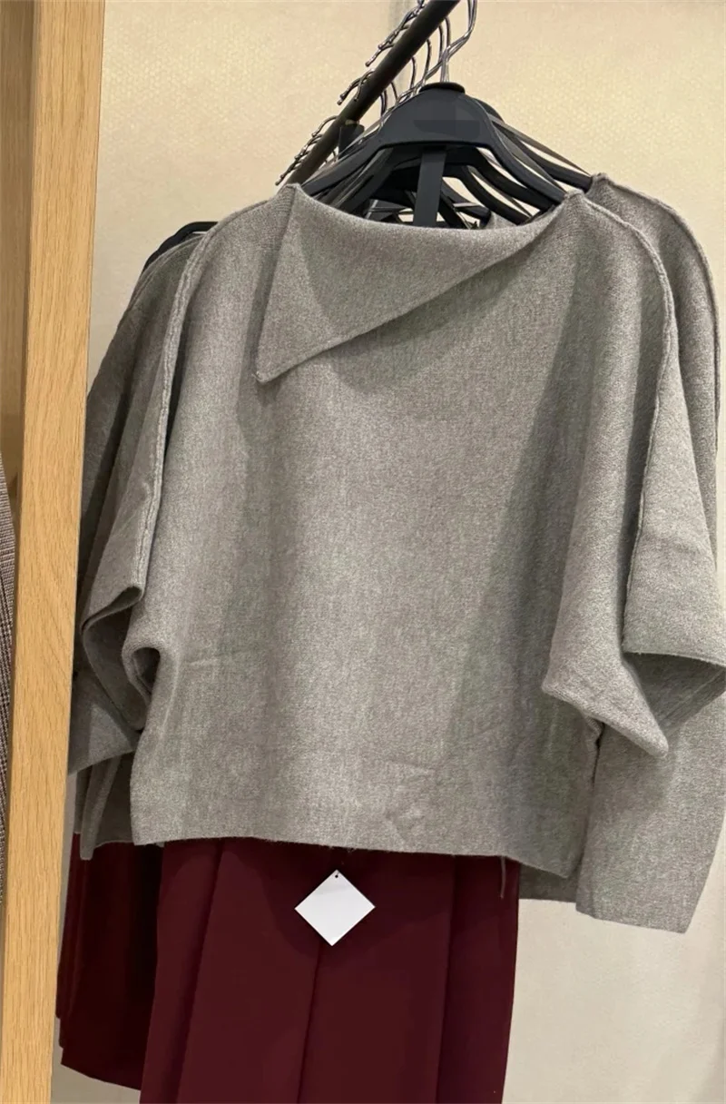 

Женский костюм с нестандартными лацканами из мягкой ткани, вязаный топ, юбка для поездок на работу, модный элегантный комплект из 2 предметов