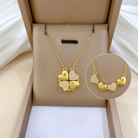 Titanium Steel Necklace Women's New Style Heart Lock Chain Interlocking Four Leaf Clover Versatile Clavicle Chain Jewelry