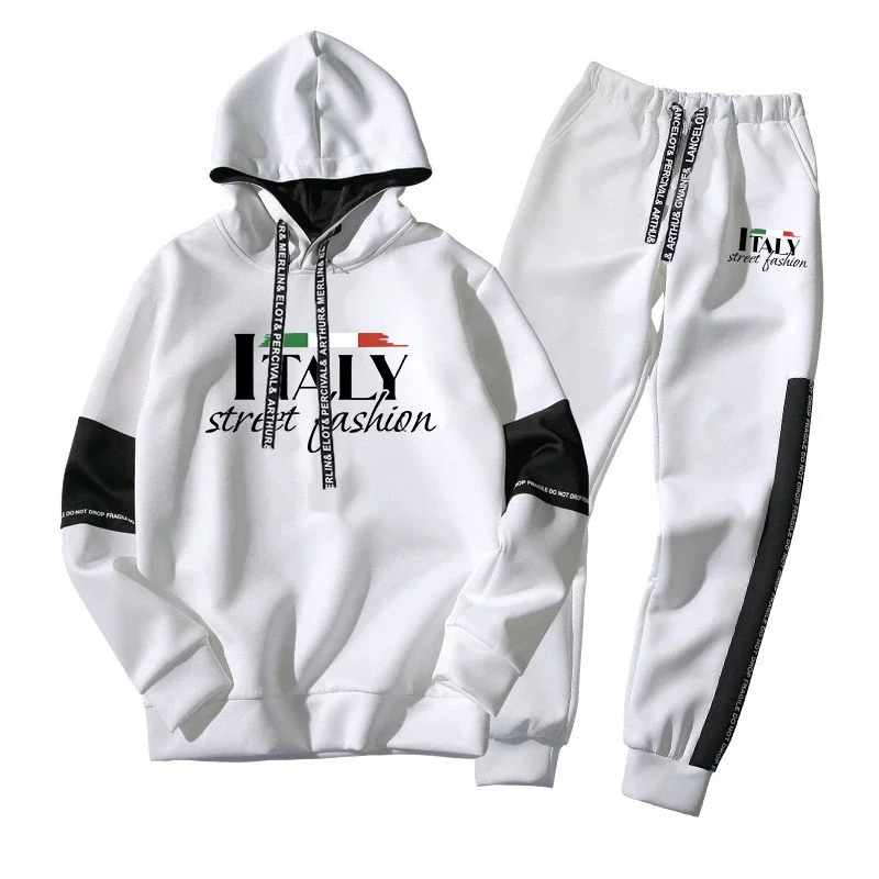 

Italy Unique Printed Mens Tracksuit Hot Sales Hoodies Sweatshirts Sweatpants 2 Pcs Set Daily Casual Streetwear Comfort Mens Suit