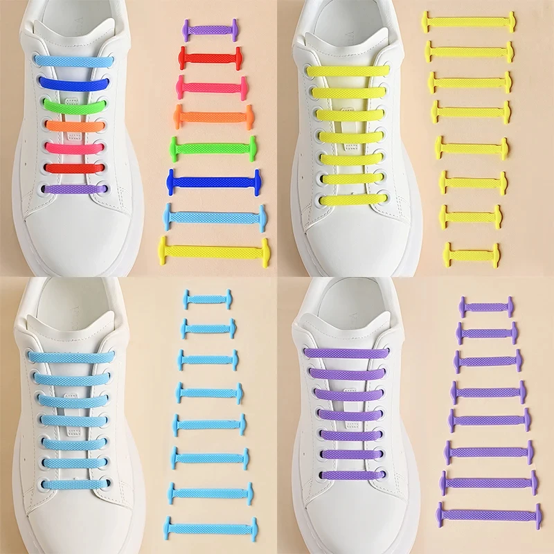 16 pz/lotto lacci delle scarpe in Silicone senza lacci delle scarpe 12 colori lacci elastici in pizzo lacci in Silicone pigri creativi pizzo in gomma