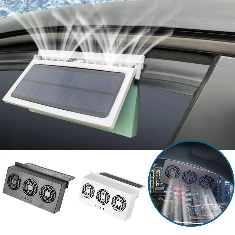 Upgrade Solar Powered Fan Car Cooler fan Three Fans Electric Car Vehicle Window Cooling Mounted Exhaust Car Fans Car Supplies