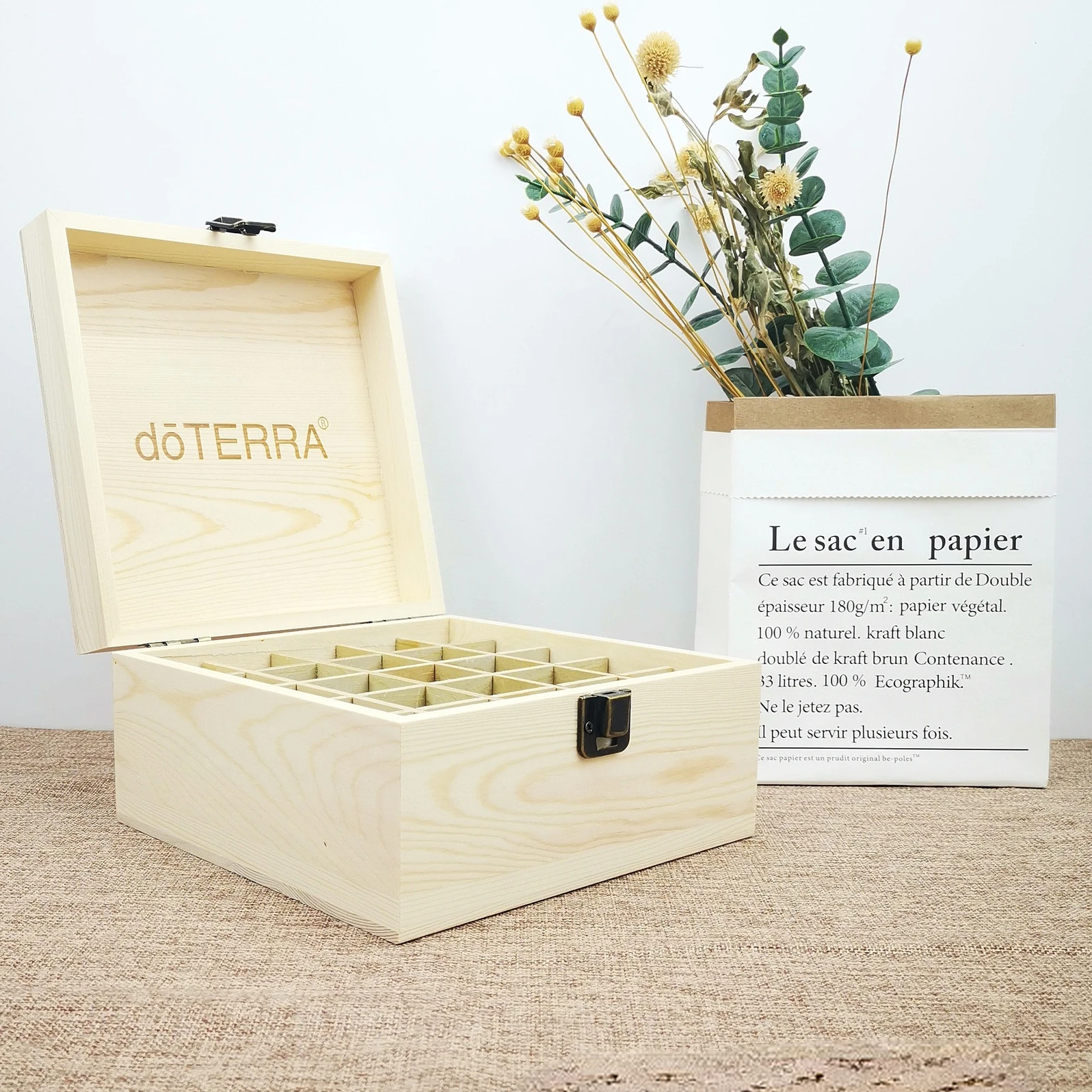 25 Slots For doTERRA Wooden Storage Box 1pc Carry Organizer Essential Oil Bottles Aromatherapy Container Storage Box Case